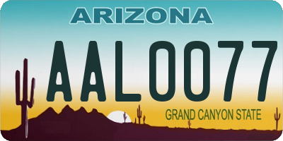 AZ license plate AAL0077