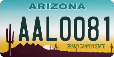 AZ license plate AAL0081