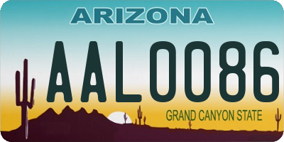 AZ license plate AAL0086