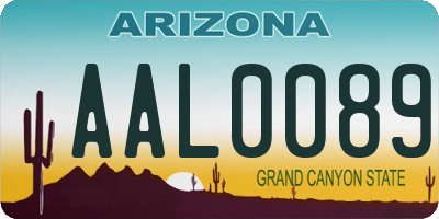 AZ license plate AAL0089