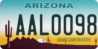 AZ license plate AAL0098