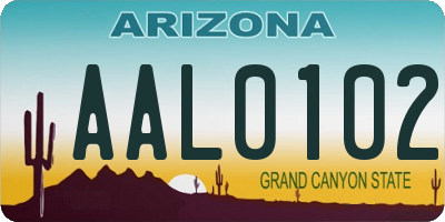 AZ license plate AAL0102