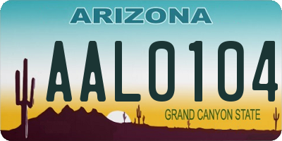 AZ license plate AAL0104