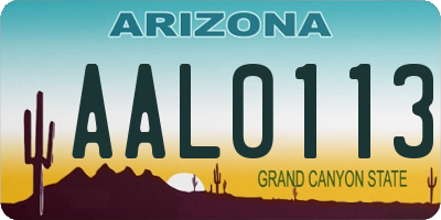 AZ license plate AAL0113