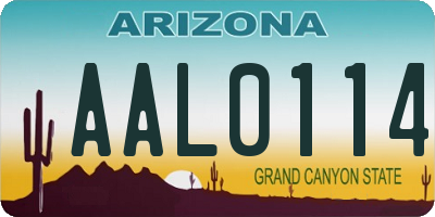AZ license plate AAL0114