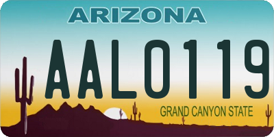 AZ license plate AAL0119