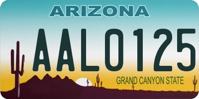 AZ license plate AAL0125