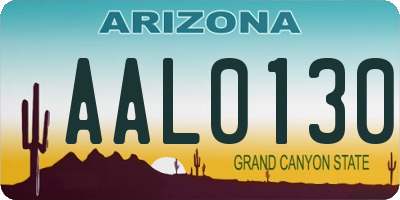 AZ license plate AAL0130