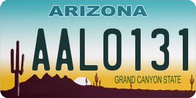AZ license plate AAL0131
