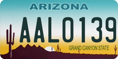 AZ license plate AAL0139
