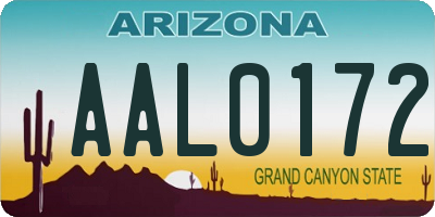 AZ license plate AAL0172