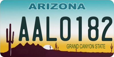 AZ license plate AAL0182