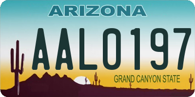 AZ license plate AAL0197