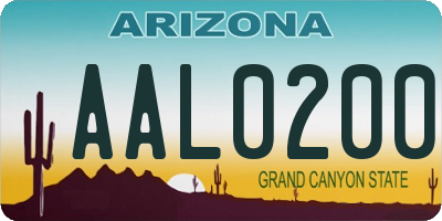 AZ license plate AAL0200