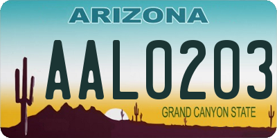 AZ license plate AAL0203