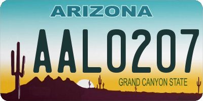 AZ license plate AAL0207