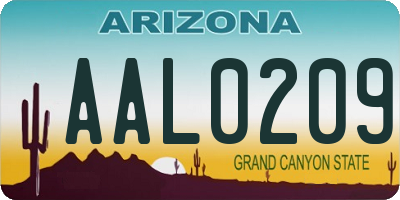 AZ license plate AAL0209