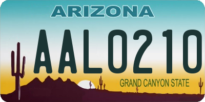 AZ license plate AAL0210