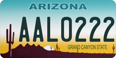 AZ license plate AAL0222