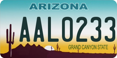 AZ license plate AAL0233