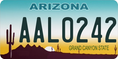 AZ license plate AAL0242