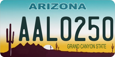 AZ license plate AAL0250