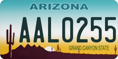 AZ license plate AAL0255