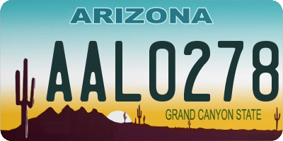 AZ license plate AAL0278