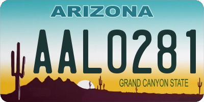 AZ license plate AAL0281