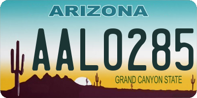 AZ license plate AAL0285