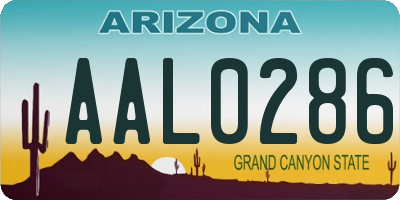 AZ license plate AAL0286