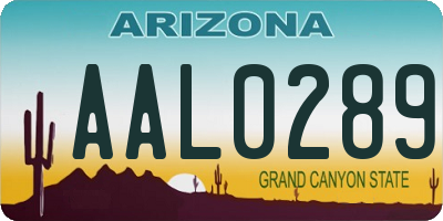 AZ license plate AAL0289