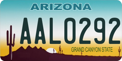 AZ license plate AAL0292