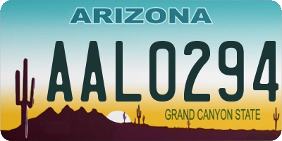 AZ license plate AAL0294