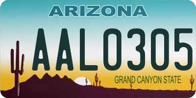 AZ license plate AAL0305