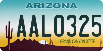 AZ license plate AAL0325