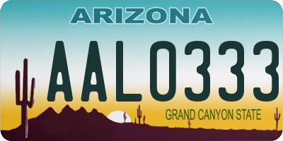 AZ license plate AAL0333