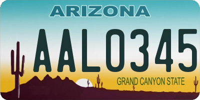 AZ license plate AAL0345