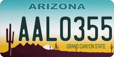 AZ license plate AAL0355