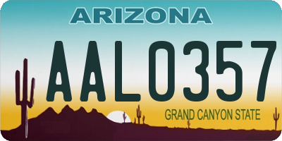 AZ license plate AAL0357