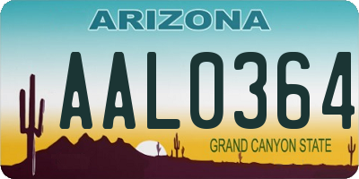 AZ license plate AAL0364