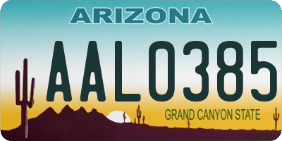 AZ license plate AAL0385