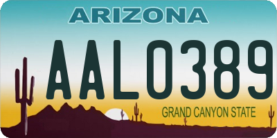 AZ license plate AAL0389