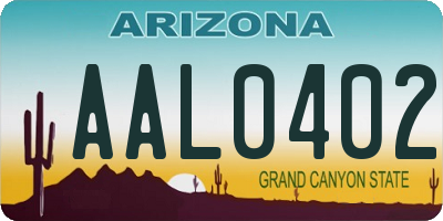 AZ license plate AAL0402