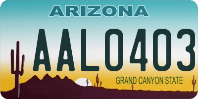 AZ license plate AAL0403