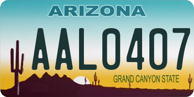 AZ license plate AAL0407