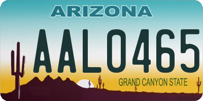 AZ license plate AAL0465