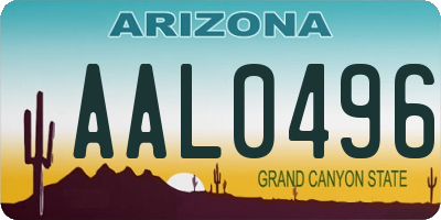 AZ license plate AAL0496