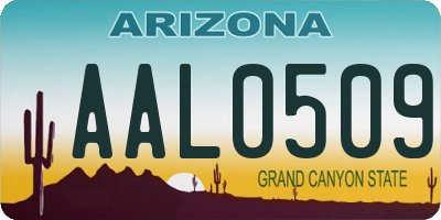 AZ license plate AAL0509