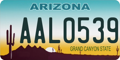 AZ license plate AAL0539